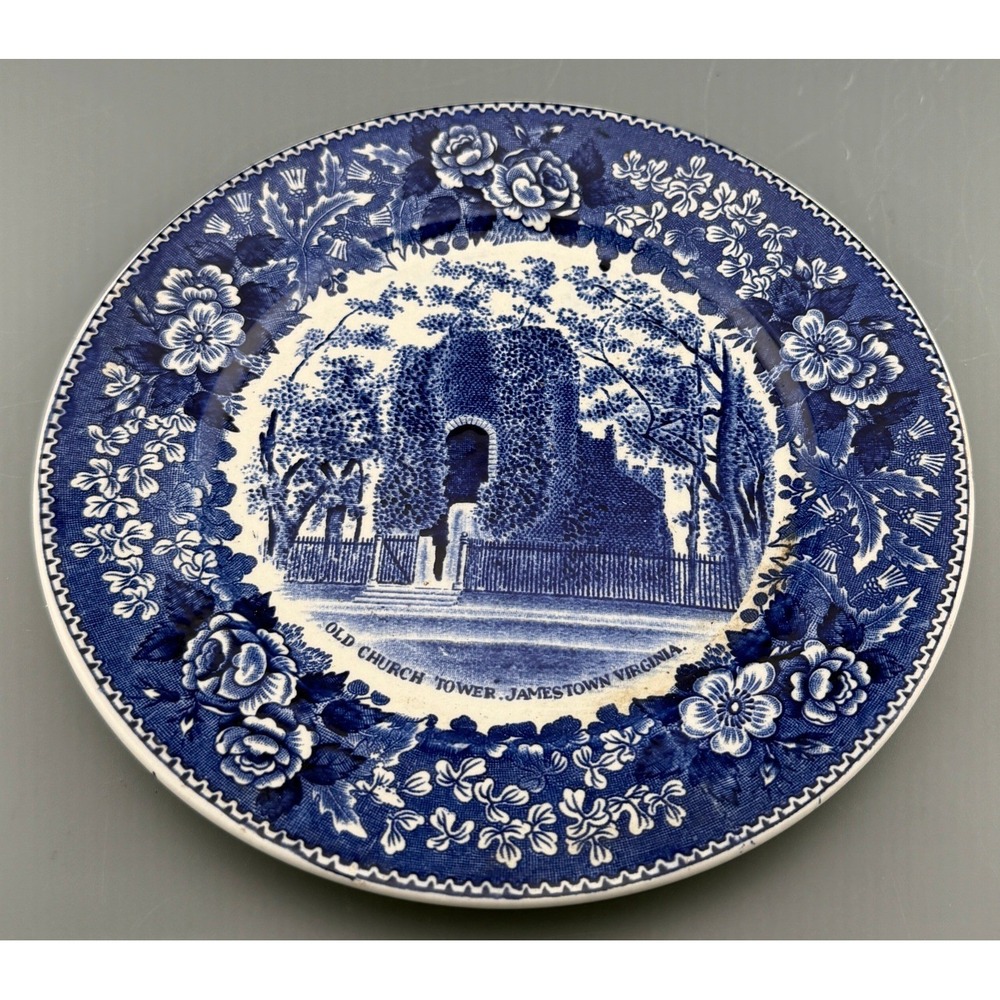Vintage Jonroth Ceramic Plate Jamestown Virginia Old Church Tower 6 3/4"